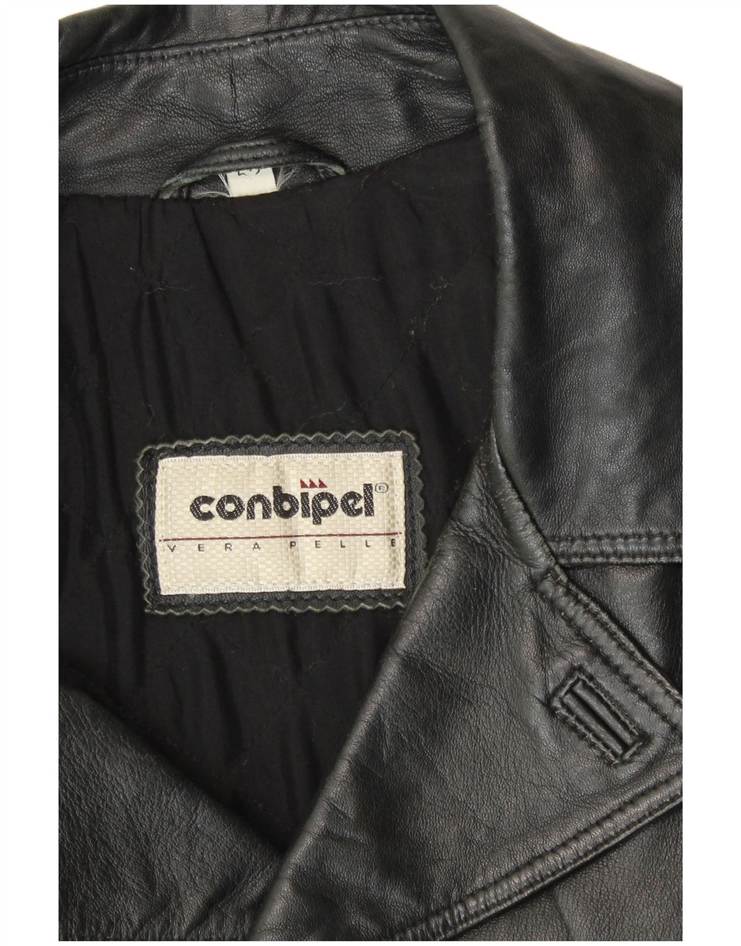 Casaco masculino de couro com peito duplo Conbipel tamanho 52 couro preto grande