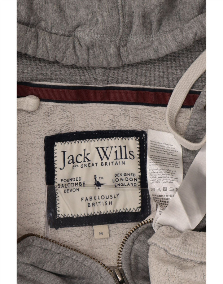 Suéter masculino com capuz e zíper Jack Wills algodão cinza médio