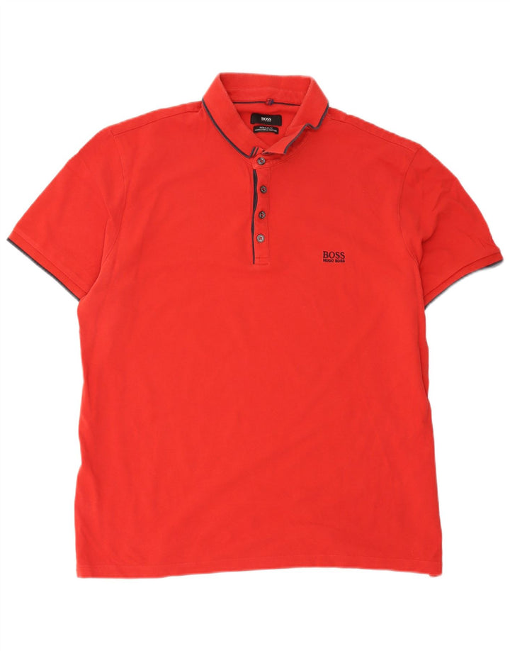 Camisa polo masculina Hugo Boss Regular Fit grande algodão vermelho