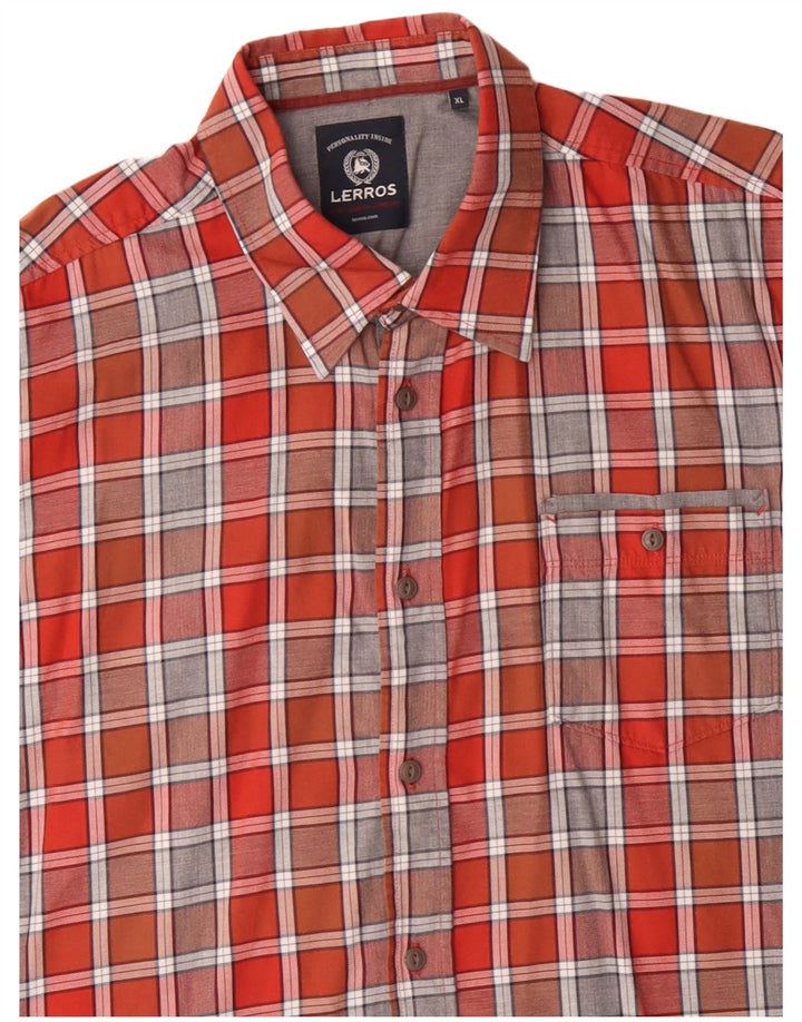 Camisa masculina LERROS XL algodão xadrez vermelho