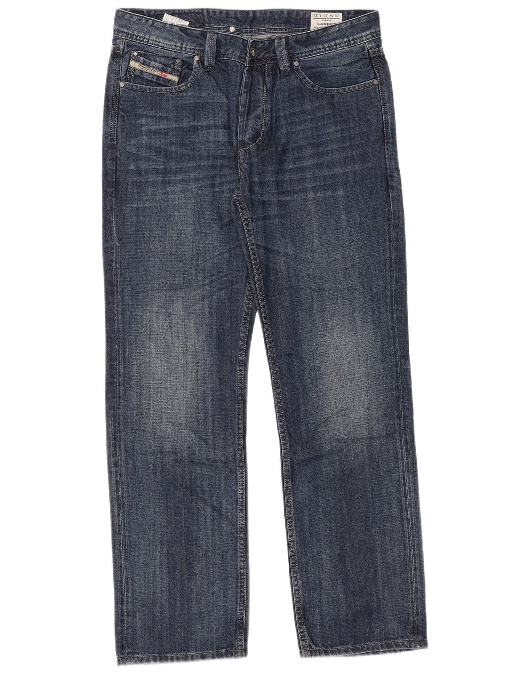 Diesel Mens Larkee Straight Jeans W33 L32 Azul Algodão