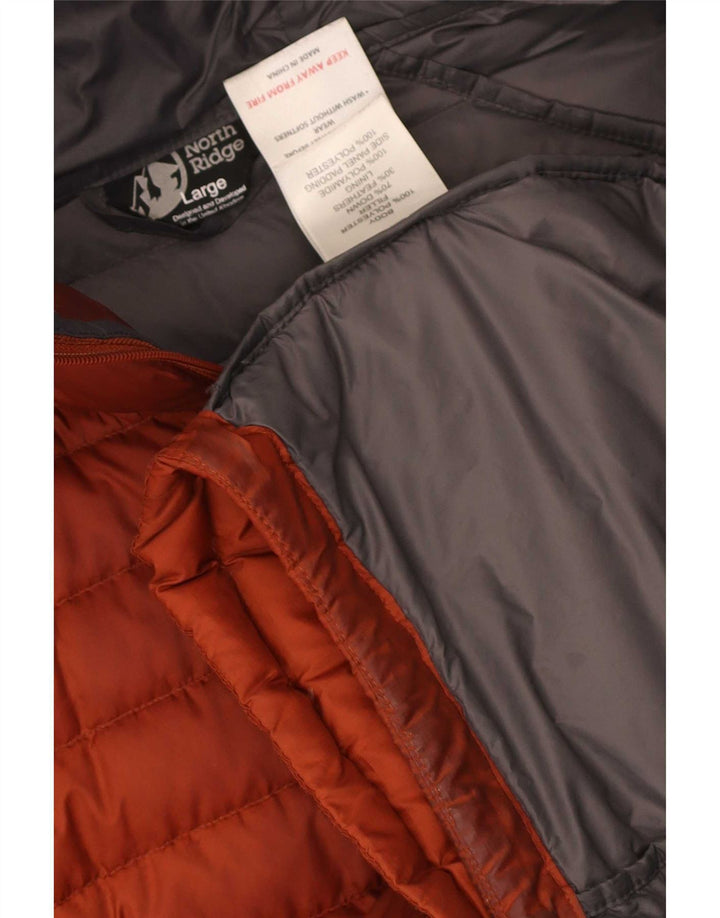 Jaqueta acolchoada com capuz masculina North Ridge UK 40 poliéster marrom grande