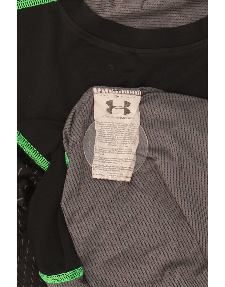 Under Armour Mens T-Shirt Top Pequeno Poliéster Geométrico Preto