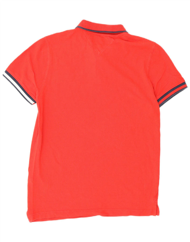 Camisa polo masculina Tommy Hilfiger pequena vermelha de algodão