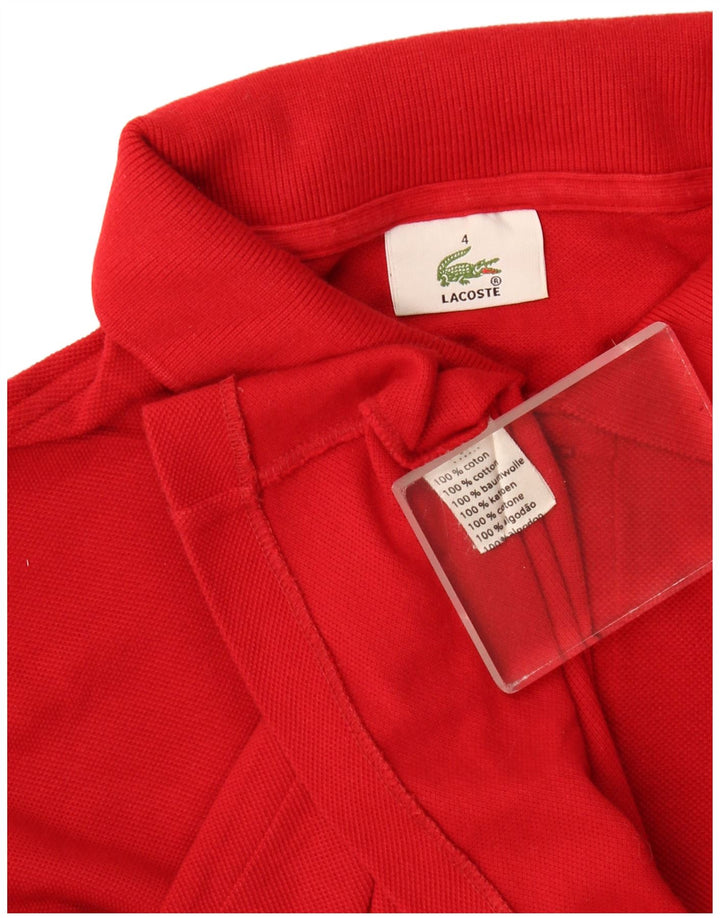 Camisa polo masculina de manga comprida Lacoste tamanho 4 médio algodão vermelho
