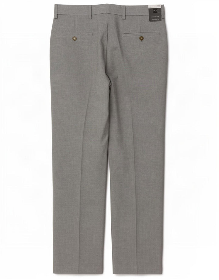 Calça masculina reta casual Marks & Spencer W32 L29 poliéster cinza