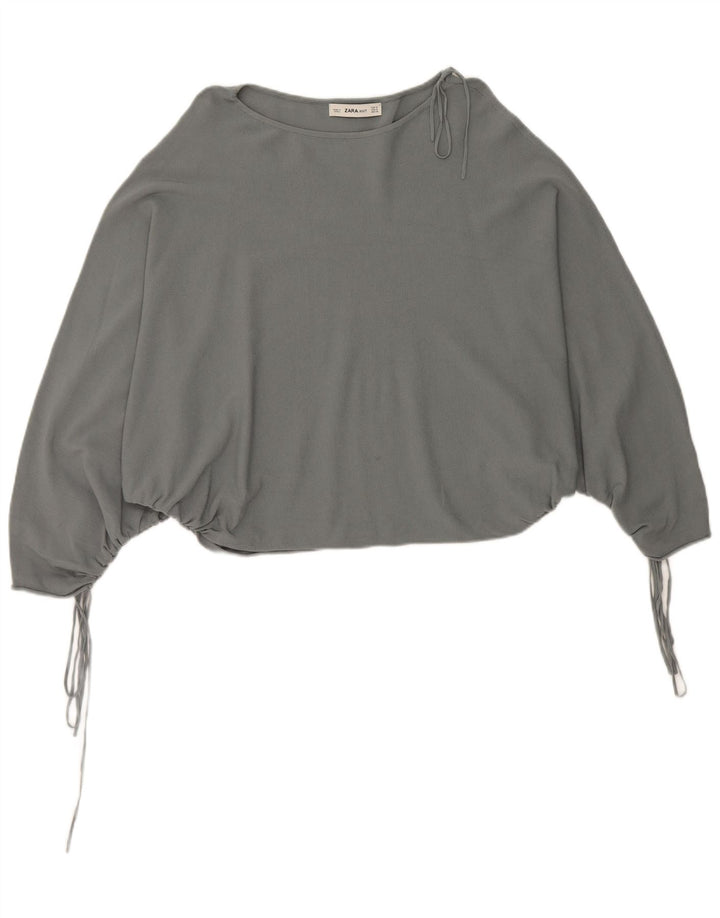 Blusa feminina Zara Batwing Top UK 14 cinza médio