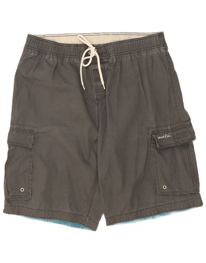 WEIRD FISH Mens Cargo Shorts de natação XL poliéster cinza
