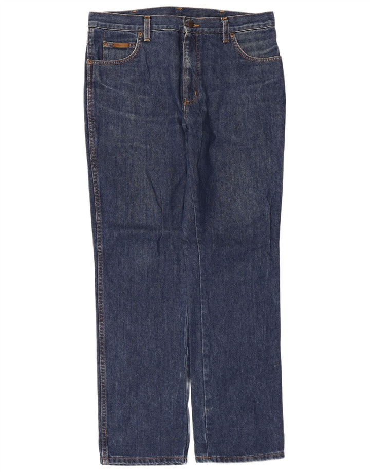 Wrangler Mens Straight Jeans W36 L32 Azul Algodão