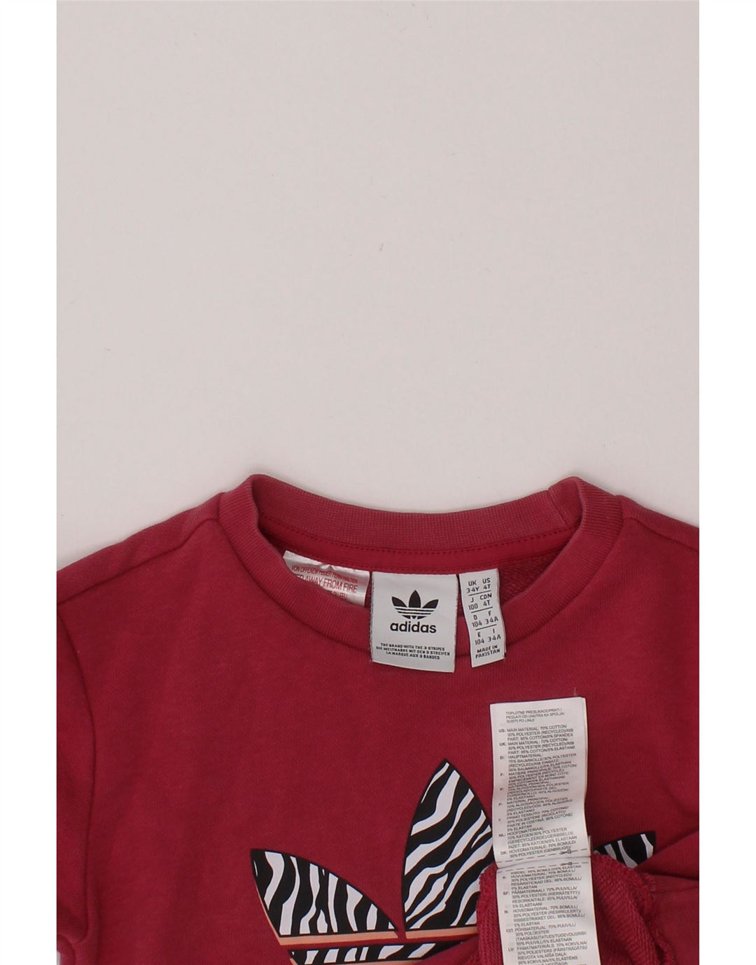 ADIDAS Girls Graphic Sweatshirt Jumper 3-4 Years Pink Cotton Vintage Adidas and Second-Hand Adidas from Messina Hembry 