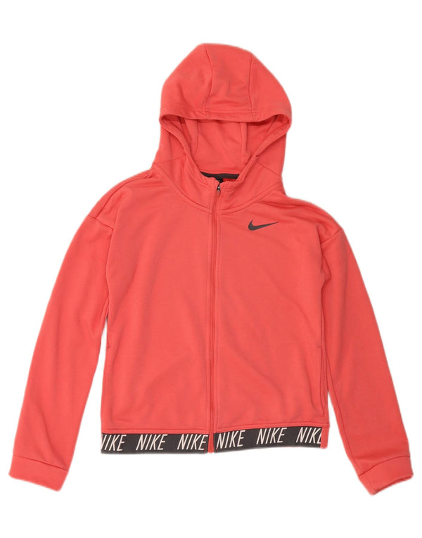 Suéter Nike Girls Dri Fit Graphic Zip com capuz 13-14 anos rosa bloco colorido