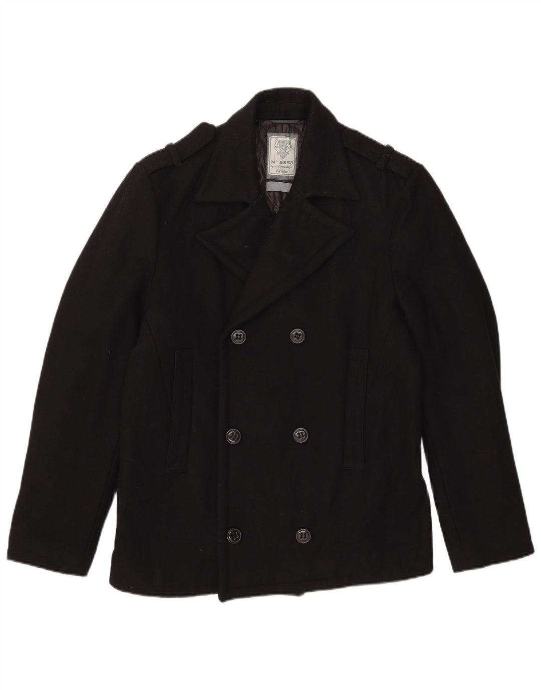 Casaco masculino Kruder Pea UK 40 grande lã preta