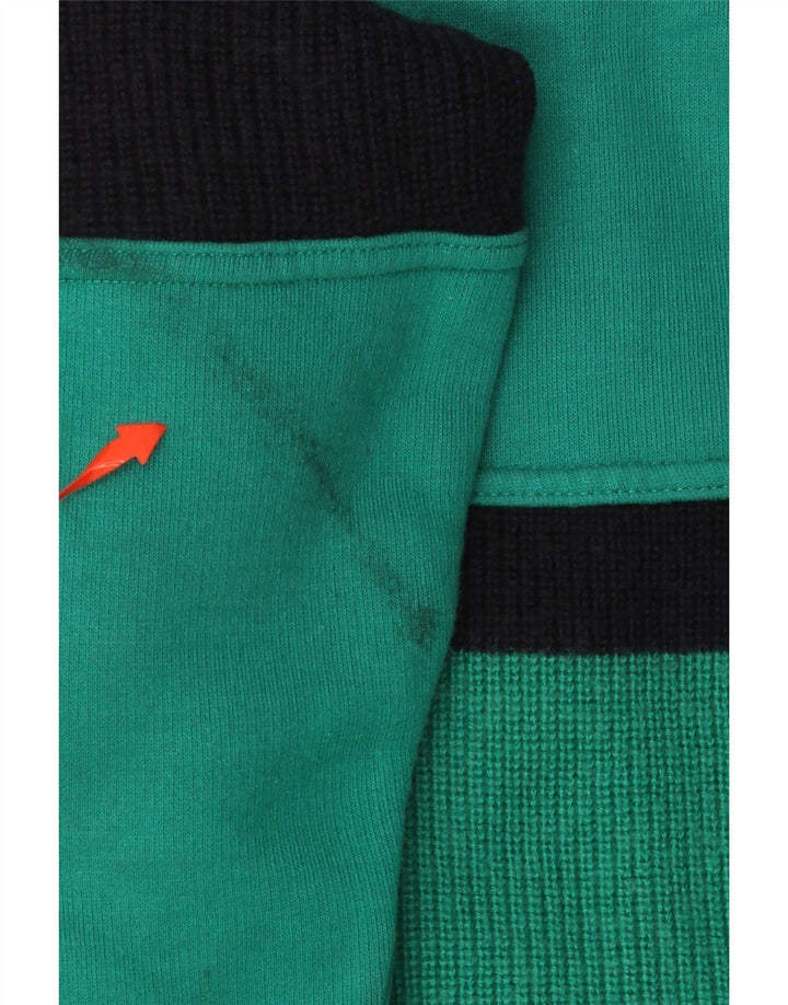 Suéter cardigã masculino VINTAGE grande lã colorblock verde