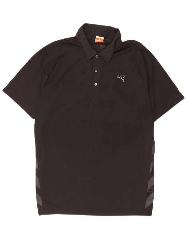 Camisa polo masculina Puma Graphic grande preto colorblock poliéster