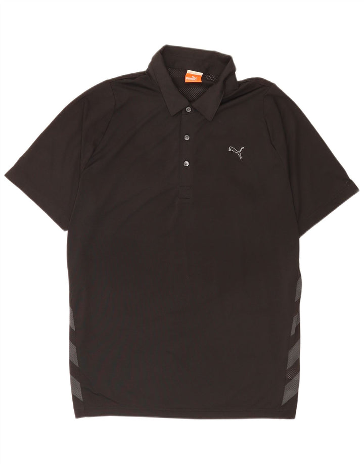 Camisa polo masculina Puma Graphic grande preto colorblock poliéster