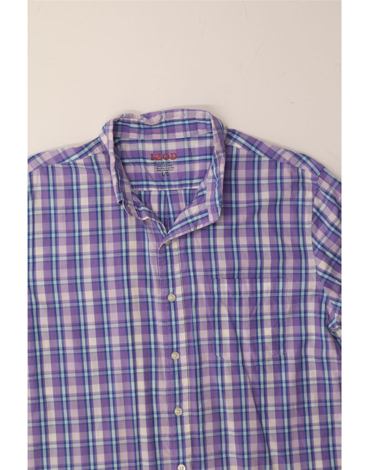 IZOD Mens Short Sleeve Shirt Large Purple Check Vintage Izod and Second-Hand Izod from Messina Hembry 