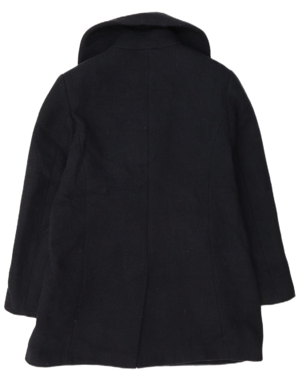 Casaco feminino Marks & Spencer com peito duplo ervilha Reino Unido 12 lã azul marinho médio