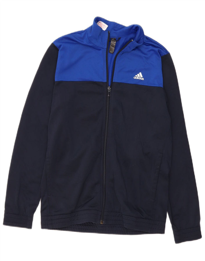 ADIDAS Meninos Tracksuit Top Jacket 13-14 Anos Azul Marinho Colorblock
