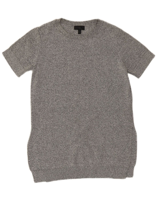 Camiseta feminina Cos Longline UK 8 pequena viscose manchada cinza