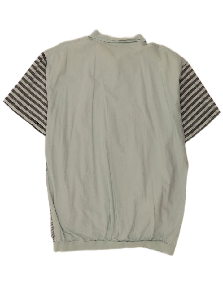 Camisa pulôver masculina VINTAGE de manga curta IT 52/54 listrada verde grande