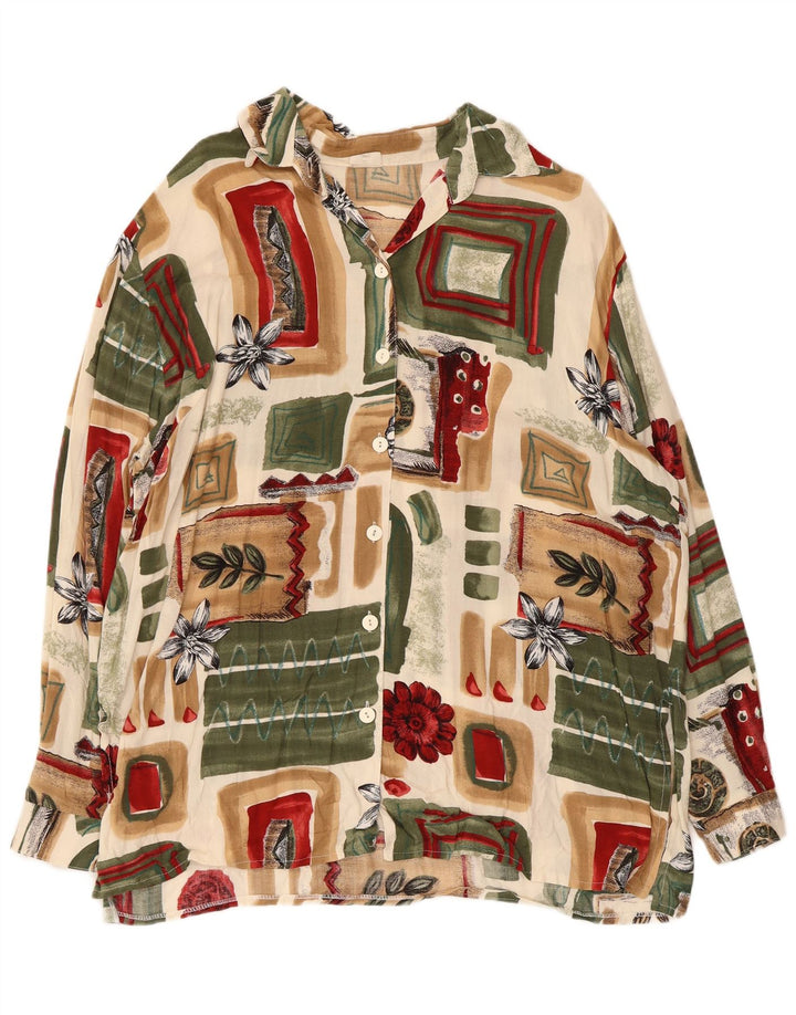 Blusa feminina vintage IT 48 XL patchwork multicolorido viscose