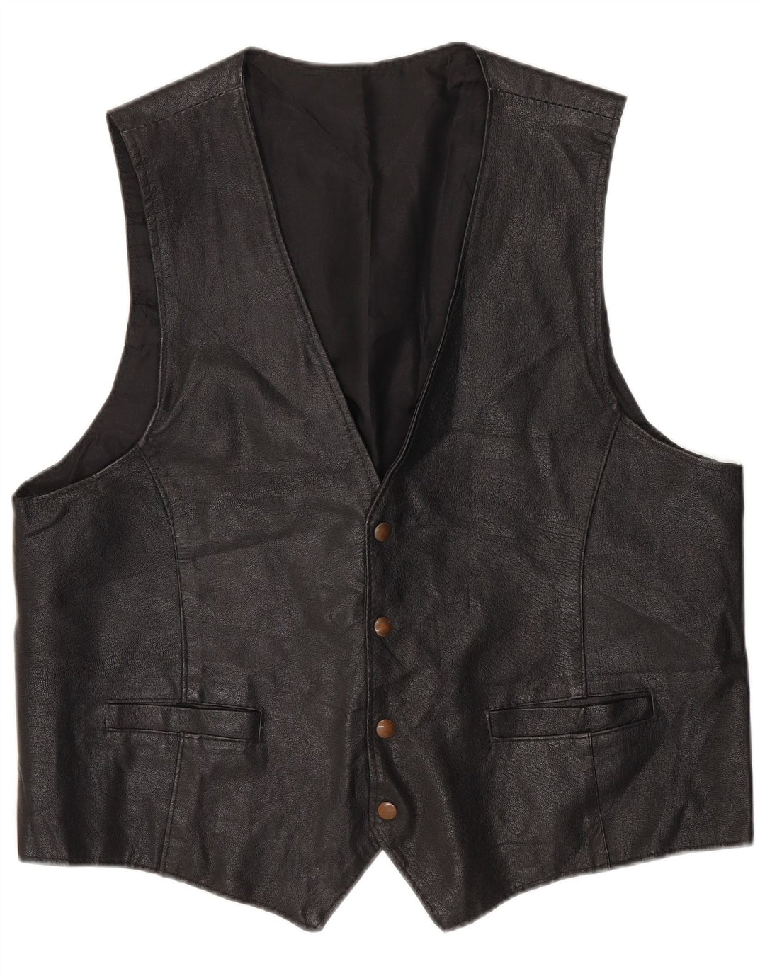 Colete de couro masculino vintage XL preto