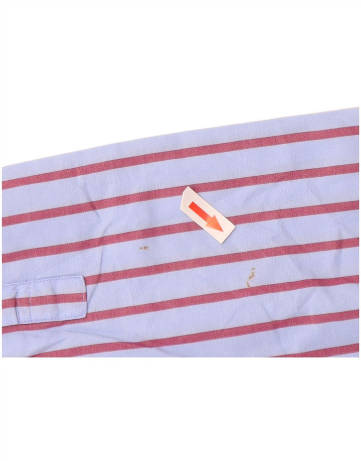 Camisa masculina Lacoste tamanho 41 grande algodão listrado azul
