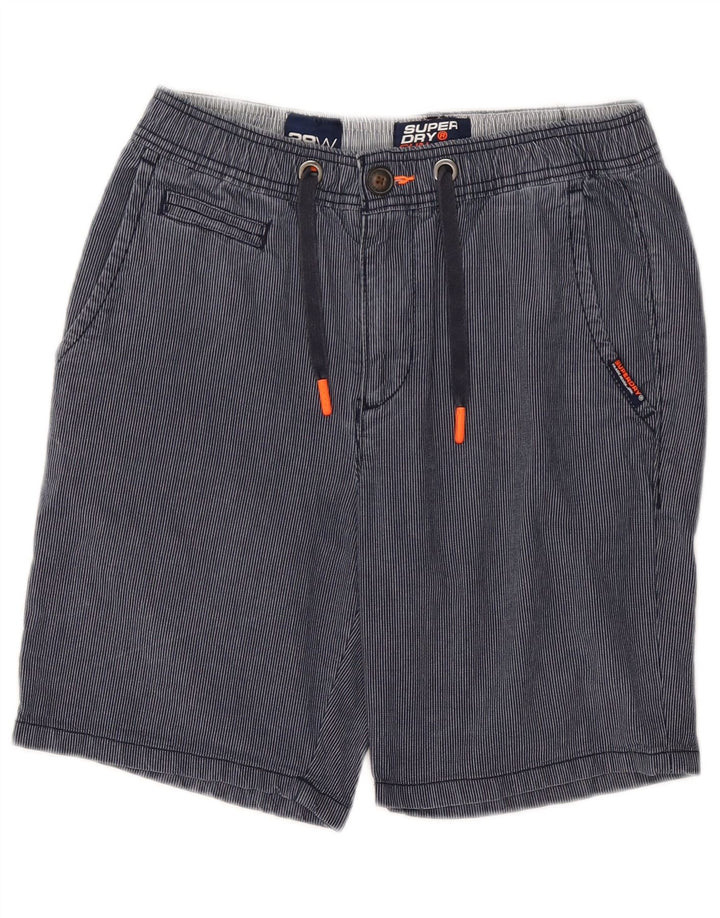 Shorts chino masculino SUPERDRY W30 algodão listrado azul marinho médio