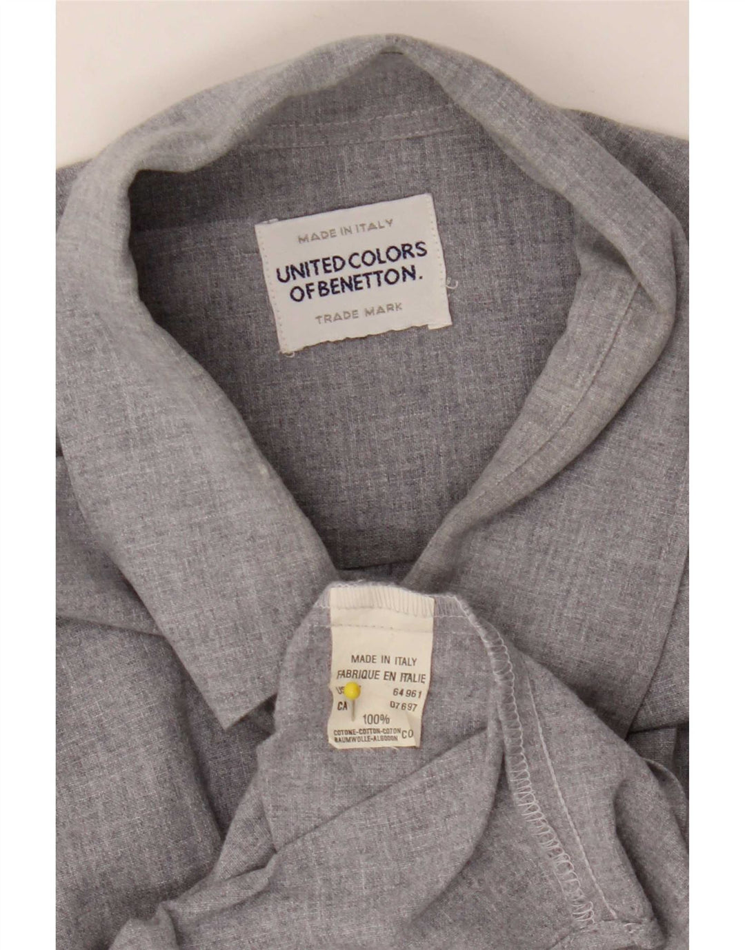 Camisa masculina Benetton grande algodão cinza