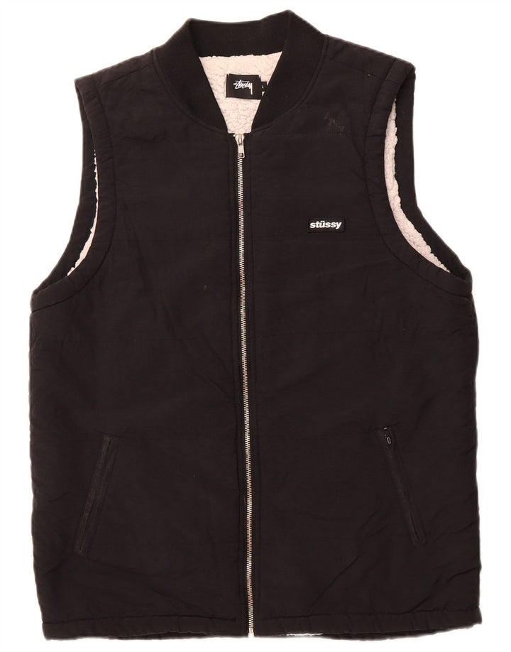 STUSSY Masculino Sherpa Gilet UK 40 Grande Poliéster Preto