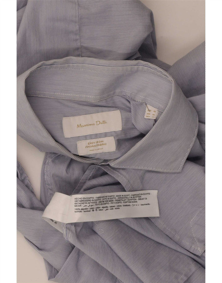 Camisa masculina Massimo Dutti tamanho 41 médio azul risca de giz algodão clássico