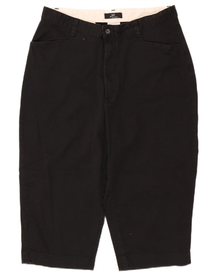 LEE Calça capri feminina cáqui de cintura alta US 16 2XL W32 L18 algodão preto