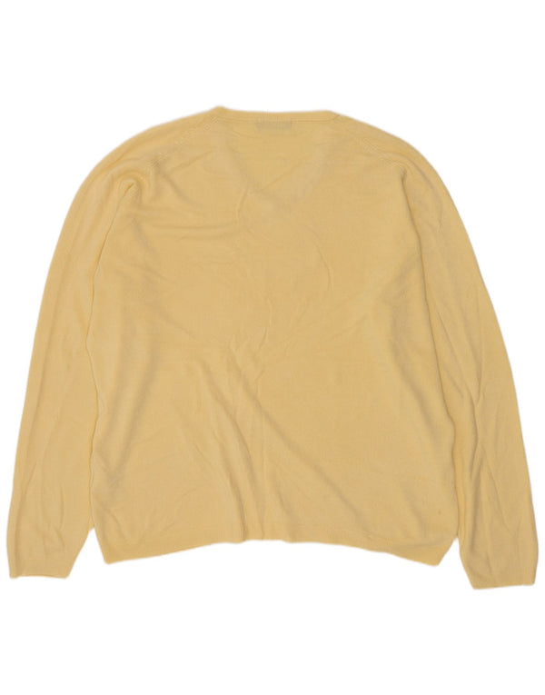 Suéter masculino Marks & Spencer Autograph com decote em V grande acrílico amarelo