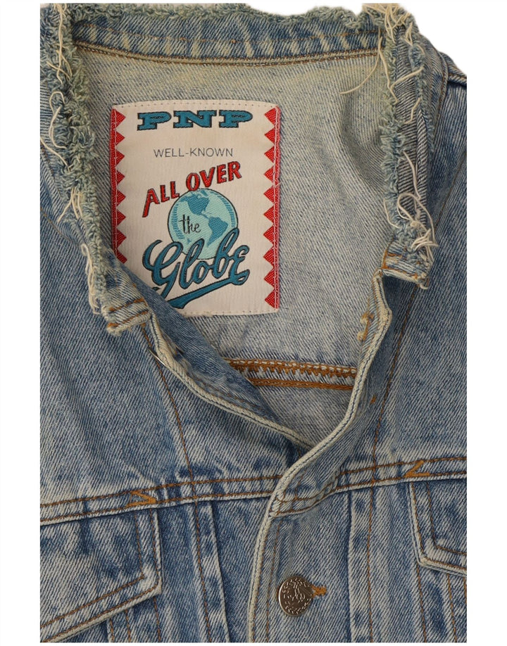 Jaqueta jeans masculina vintage UK 36 pequena azul