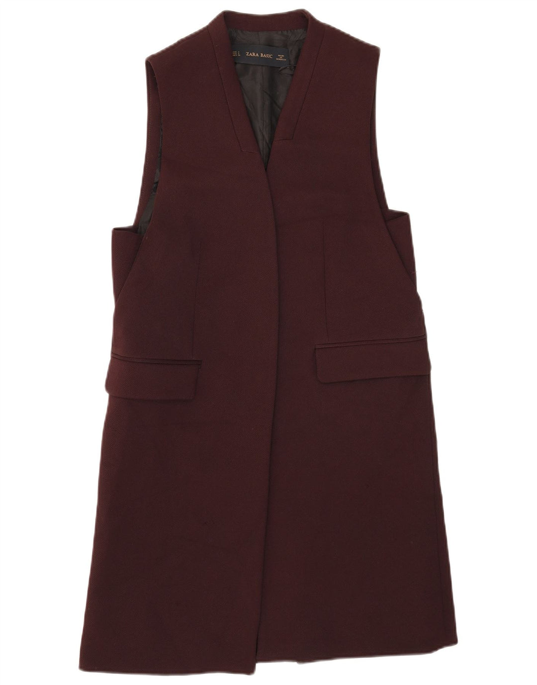 ZARA Womens Open Gilet UK 10 Pequeno Poliéster Marrom