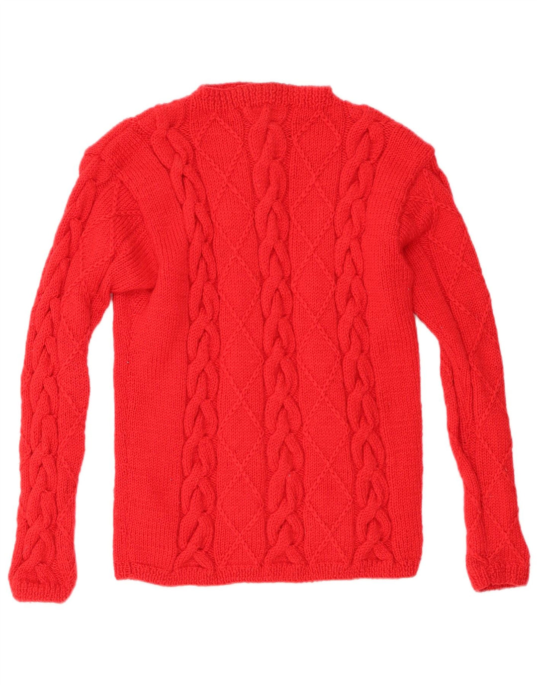 Suéter feminino vintage com gola tartaruga Reino Unido 12 vermelho médio