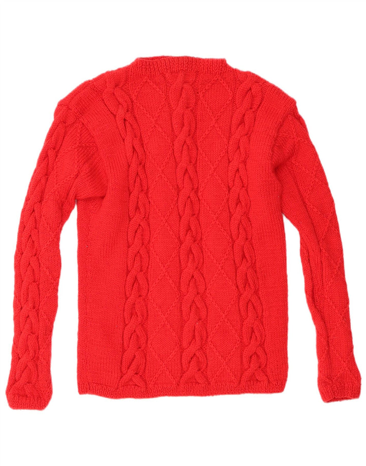 Suéter feminino vintage com gola tartaruga Reino Unido 12 vermelho médio