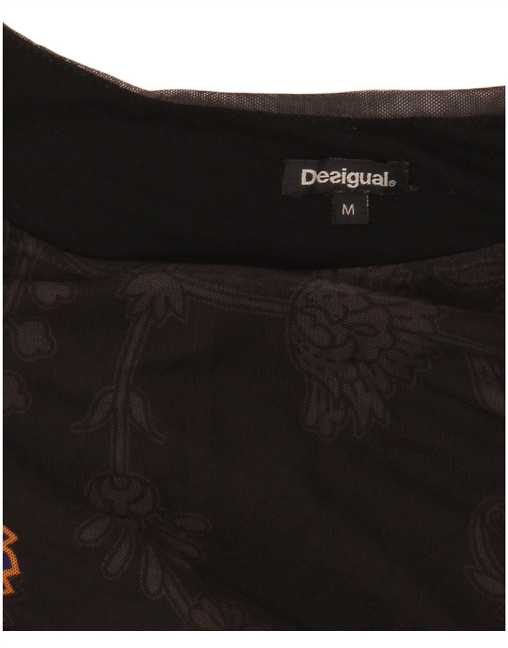 Blusa feminina de manga comprida DESIGUAL UK 12 médio preto floral
