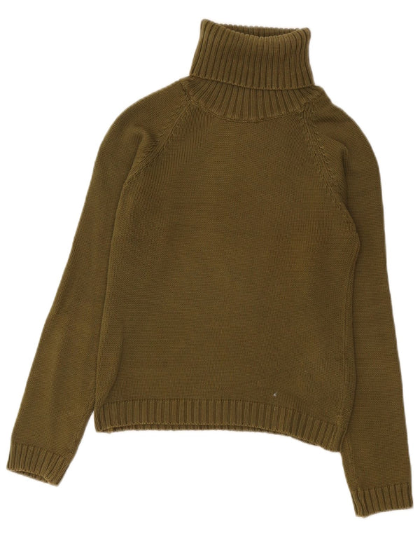 Suéter feminino Zara com gola redonda e algodão cáqui grande UK 14