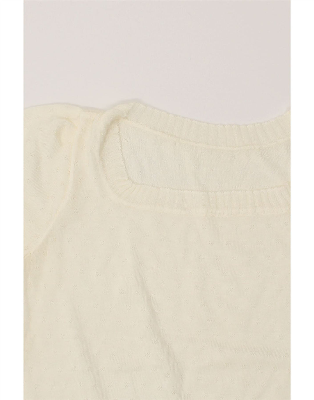 VINTAGE Womens Boat Neck Jumper Sweater UK 12 Medium Off White Vintage Vintage and Second-Hand Vintage from Messina Hembry 