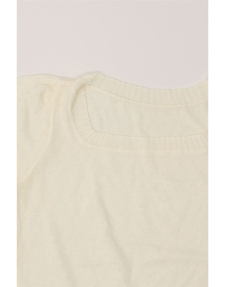 VINTAGE Womens Boat Neck Jumper Sweater UK 12 Medium Off White Vintage Vintage and Second-Hand Vintage from Messina Hembry 
