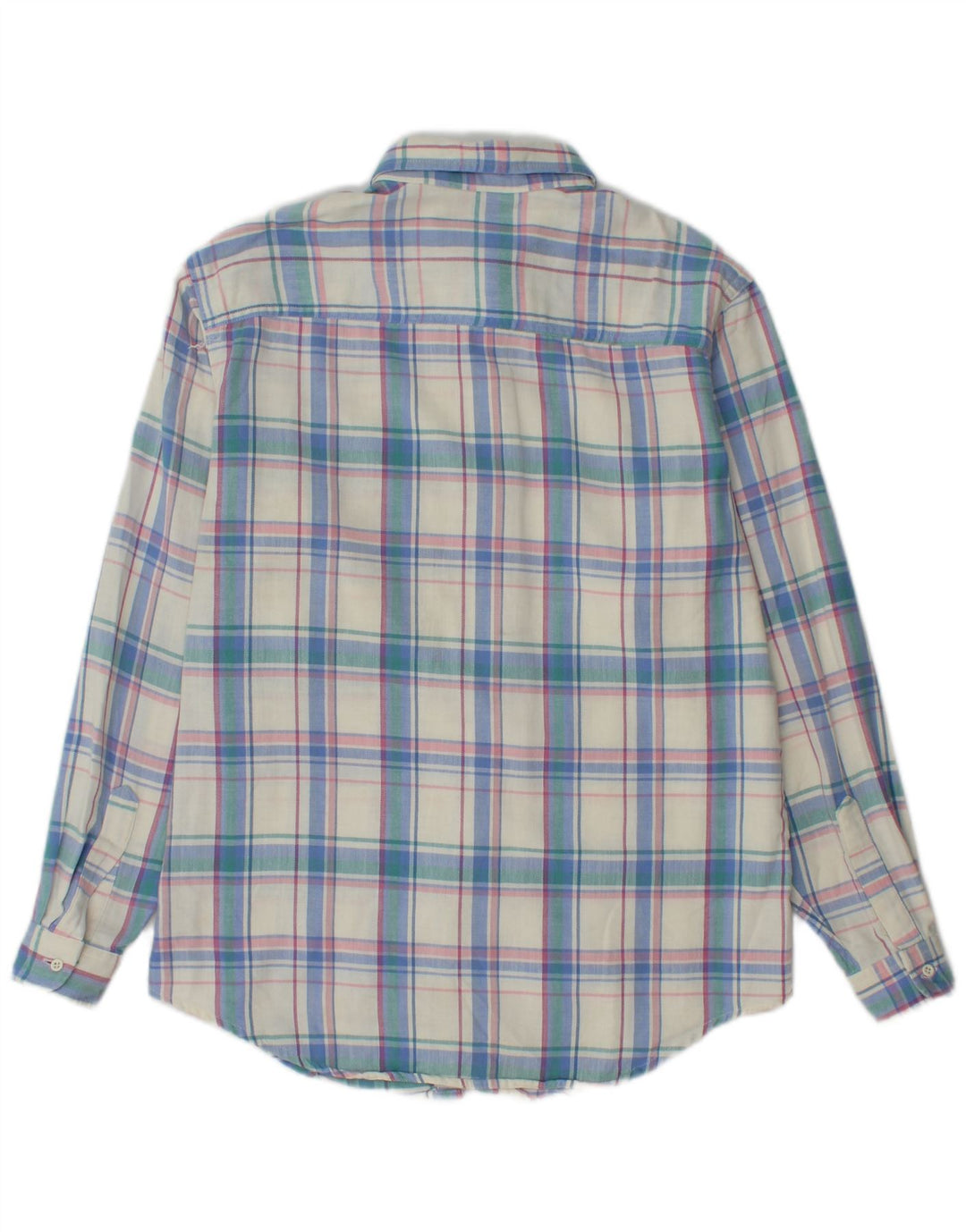 Camisa feminina de flanela EDDIE BAUER Reino Unido 14 algodão xadrez azul médio