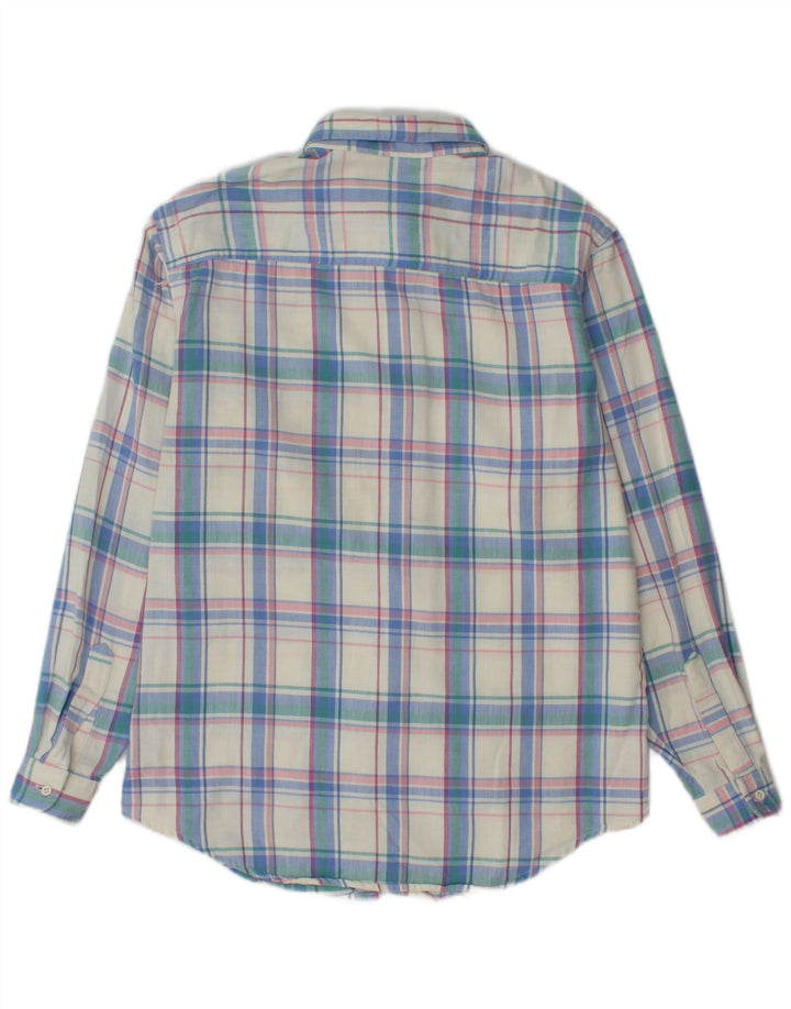 Camisa feminina de flanela EDDIE BAUER Reino Unido 14 algodão xadrez azul médio