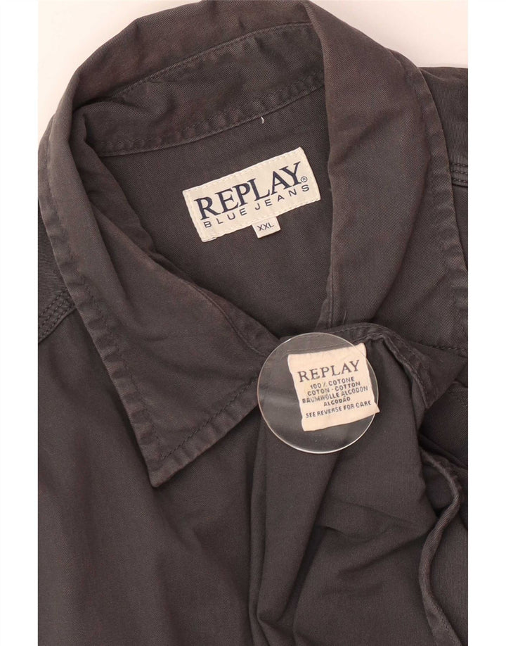 Camisa jeans masculina Replay 2XL algodão cinza