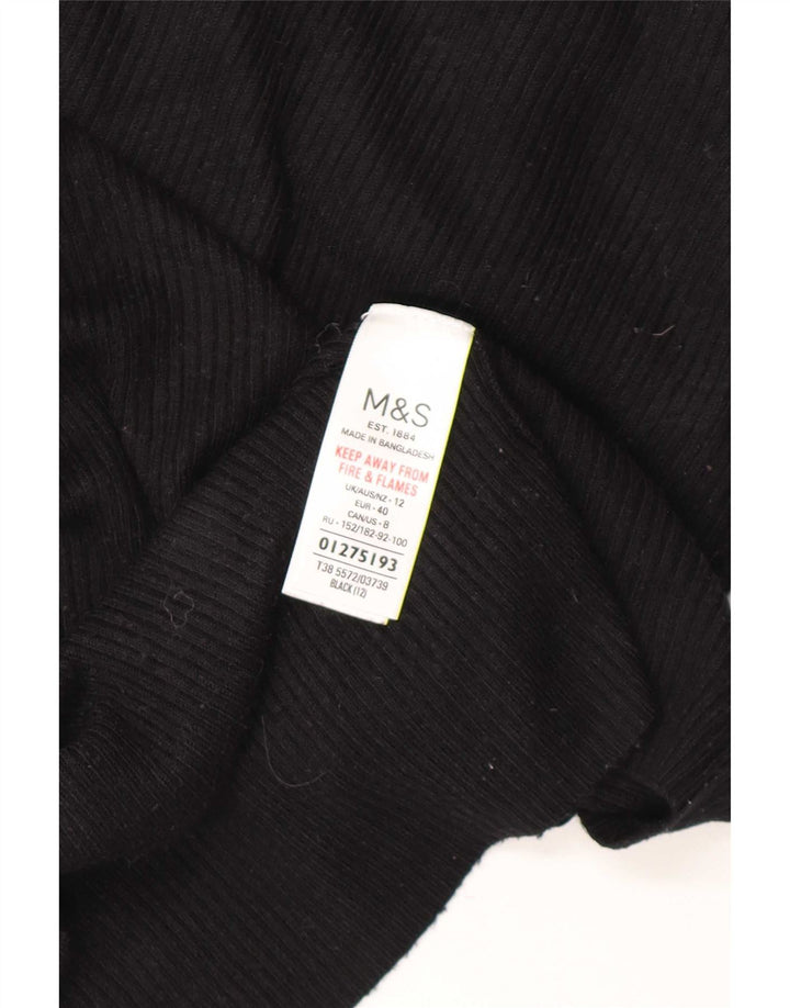 Suéter feminino Marks & Spencer com gola redonda e viscose preta média Reino Unido 12