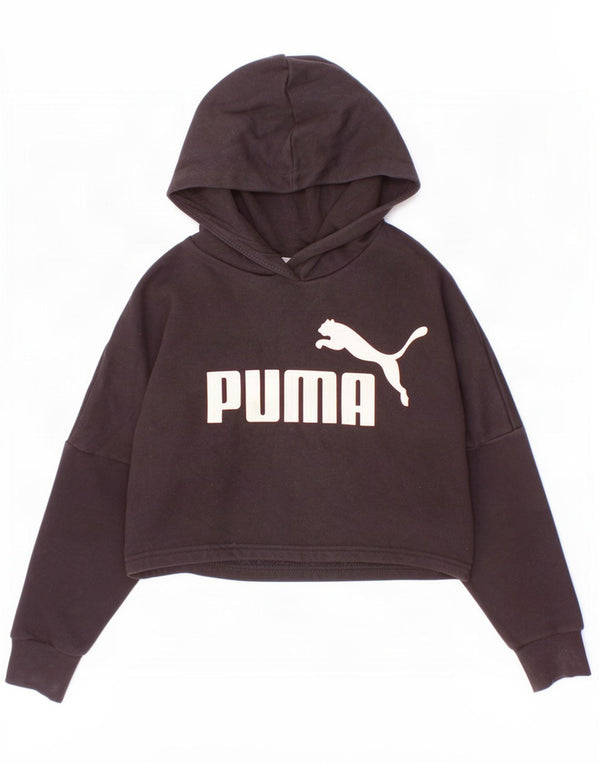 Suéter Puma feminino Crop Graphic com capuz 9-10 anos algodão preto