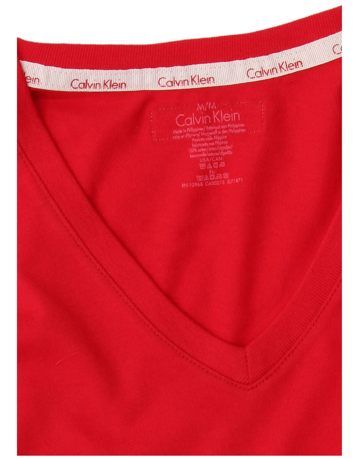 Top feminino Calvin Klein de manga comprida UK 12 algodão vermelho médio