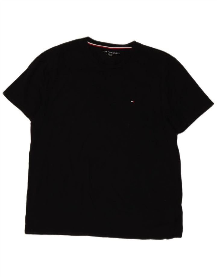 Tommy Hilfiger Camiseta masculina grande de algodão preto