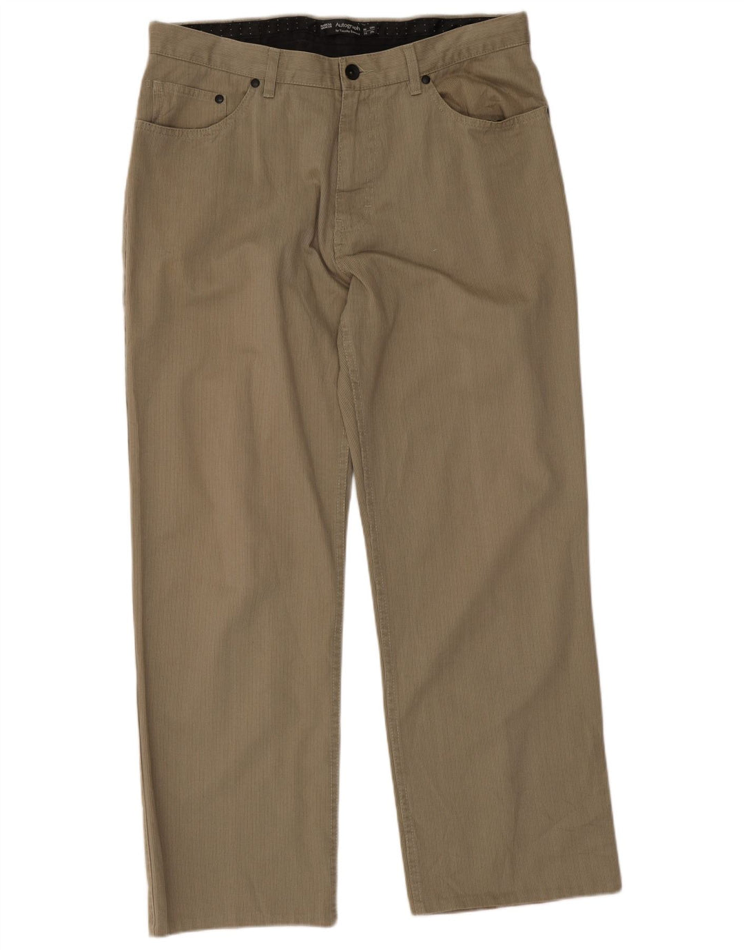 Calça masculina reta casual Marks & Spencer W34 L29 cáqui