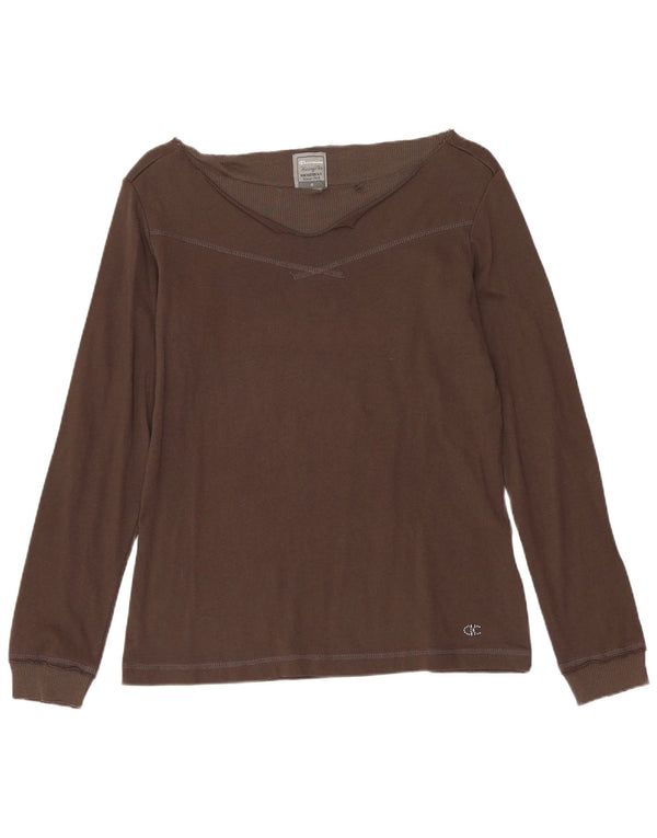 CHAMPION Womens Heritage Fit Top Long Sleeve UK 12 Medium Brown